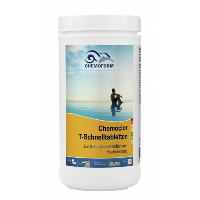 Greito tirpimo 20g chloro tabletės  CHEMOFORM CHEMOCLOR T (greitas chloras, šokas), įvairaus dydžio