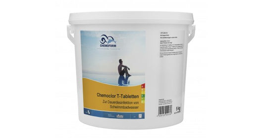 Lėtai tirpstančios 20g chloro tabletės CHEMOFORM CHEMOCLOR T (lėtas chloras), įvairaus dydžio